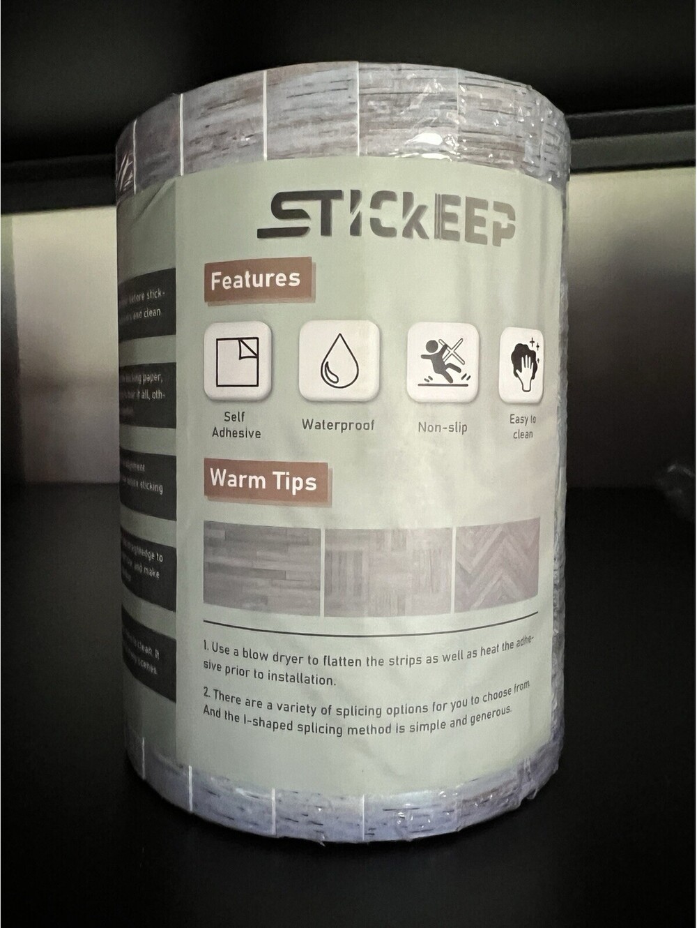 Stickeep peel and stick wall paper 36x6 blue/grey/wood